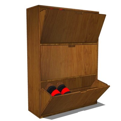 现代实木鞋柜su模型