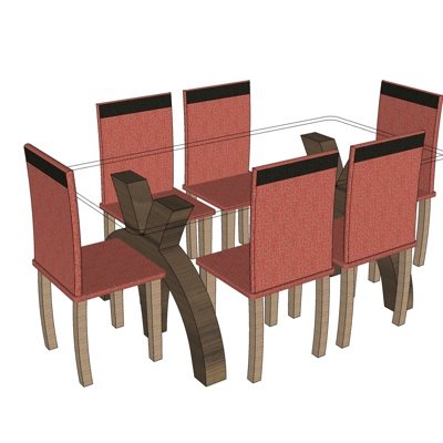 现代简约餐桌椅su模型