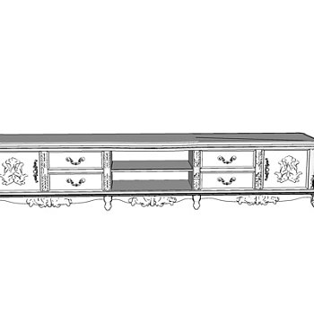 欧式实木电视柜su模型