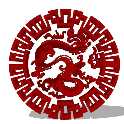 中式龙形雕花su模型