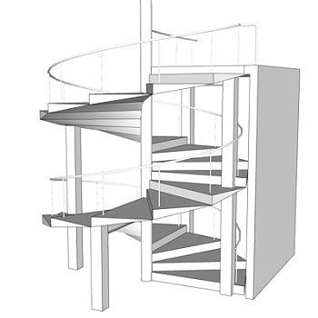 现代旋转楼梯su模型
