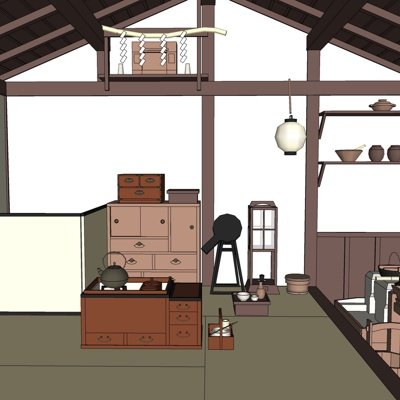日式传统榻榻米卧室su模型