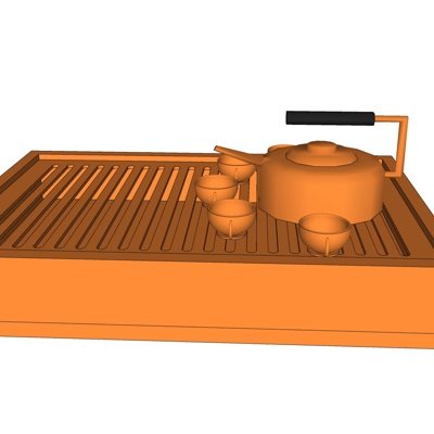 现代茶具su模型