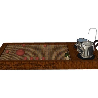 现代茶具组合su模型