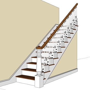 现代实木楼梯su模型