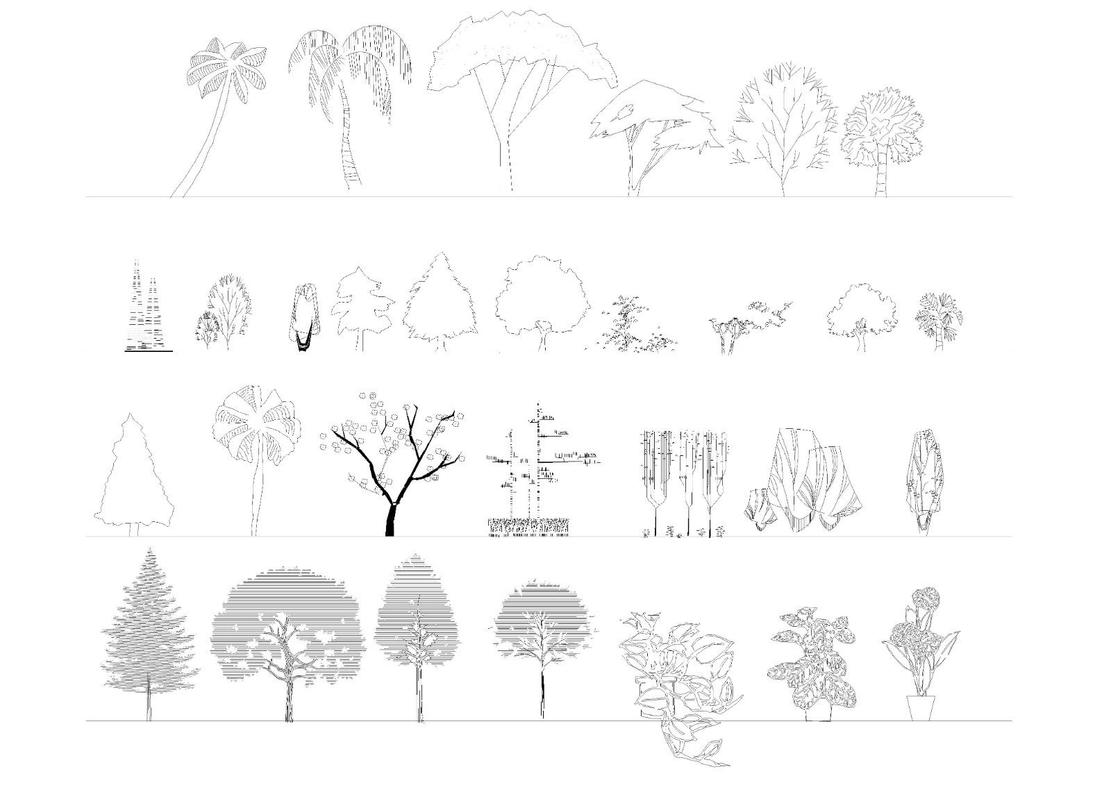 园林立面植物及平面图例