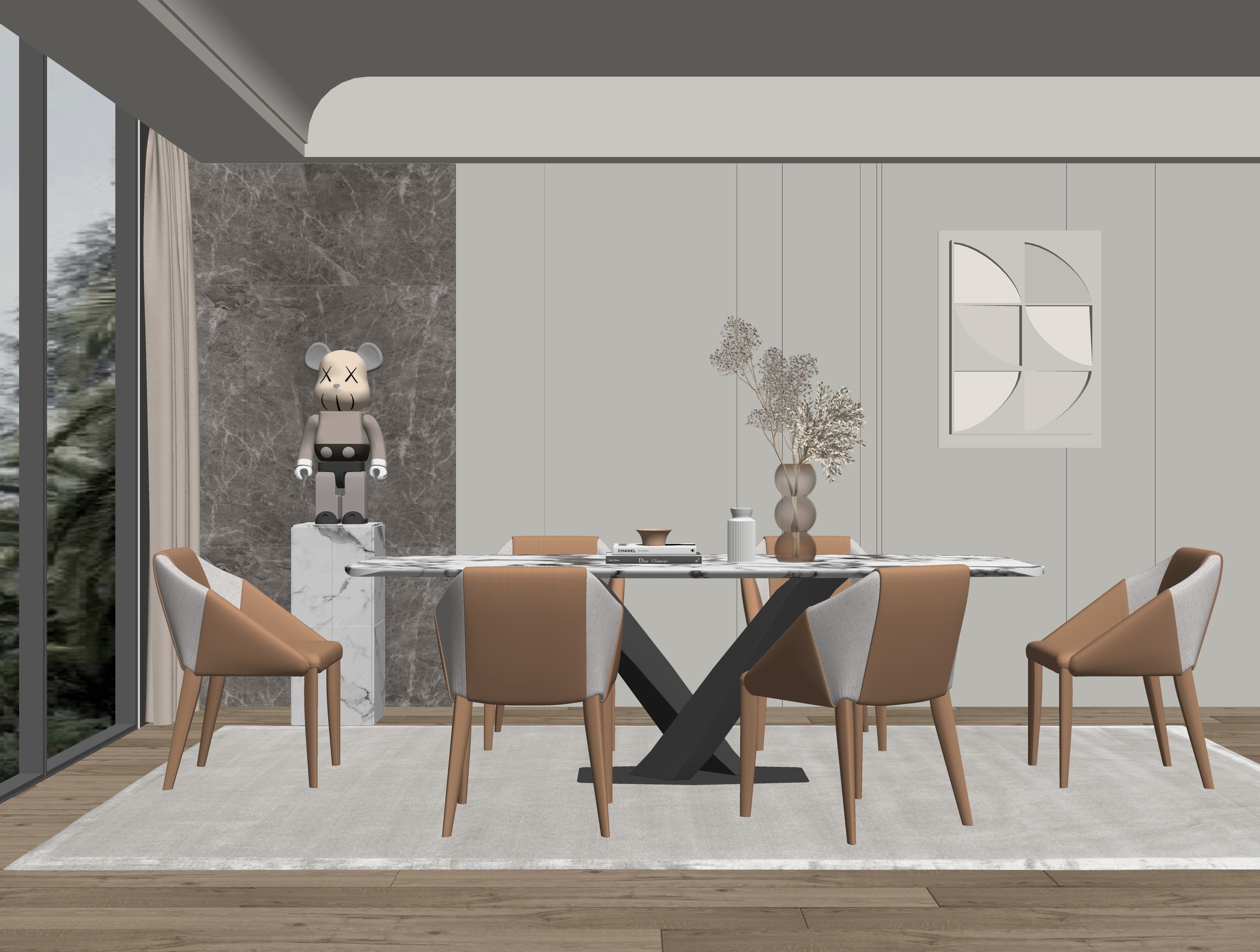 现代家居餐厅SU模型下载