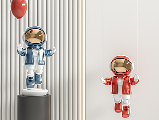 现代宇航员雕塑摆件组合SU模型下载