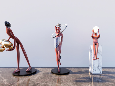 现代抽象人物雕塑SU模型下载