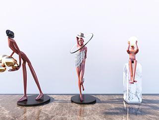 现代抽象人物雕塑SU模型下载