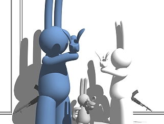 <em>现代</em>兔子雕塑SU模型下载