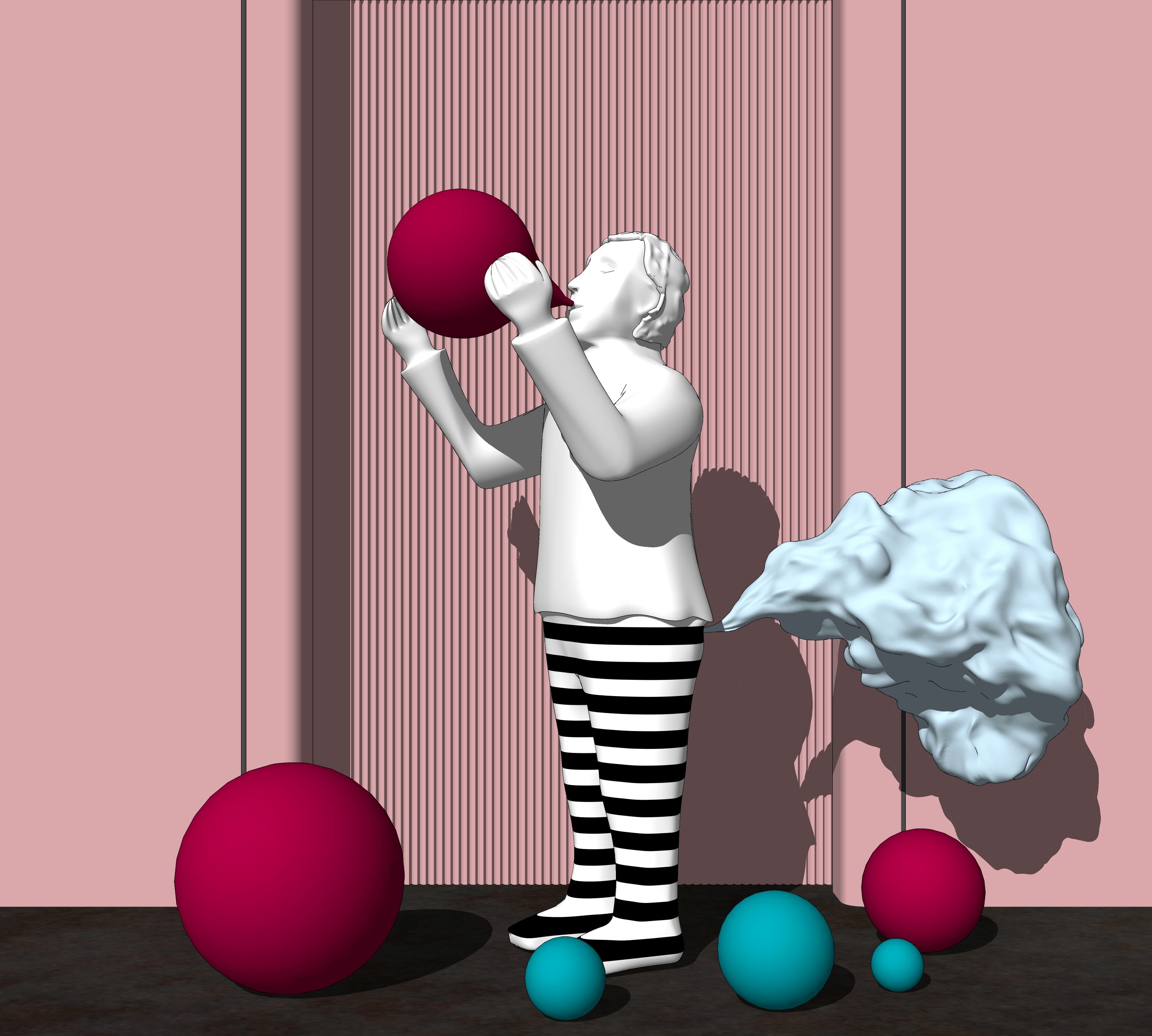 现代吹气球雕塑SU模型下载