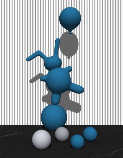 现代兔子气球雕塑SU模型下载