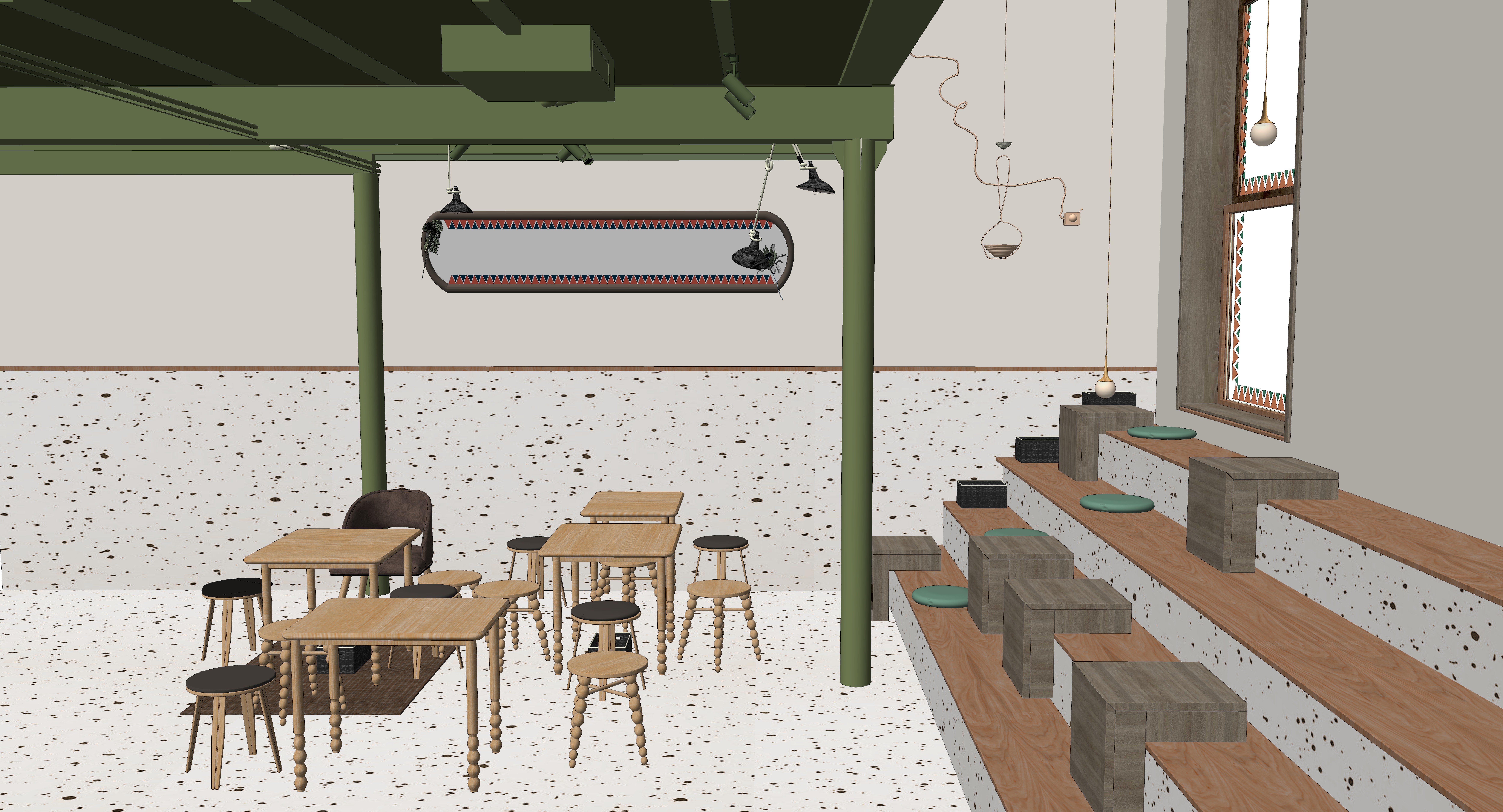 上海彦文建筑工作室设计北欧咖啡厅SU模型下载