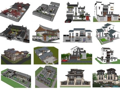 中式民居建筑SU模型下载