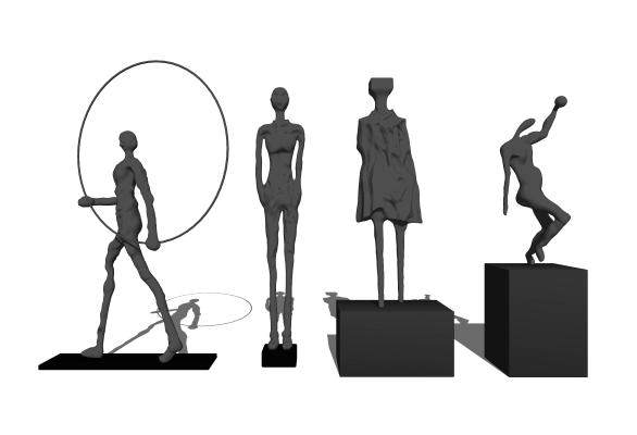 现代人物雕塑摆件SU模型下载