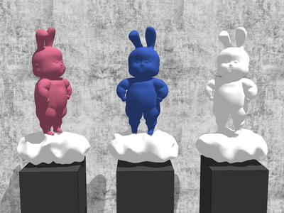 现代兔子玩偶雕塑摆件SU模型下载