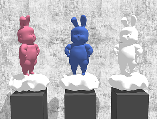 现代兔子玩偶雕塑摆件SU模型下载