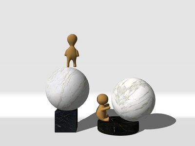 现代小人雕塑摆件SU模型下载