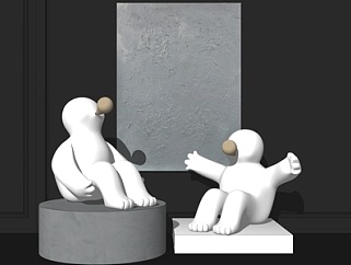 现代人物雕塑SU模型下载