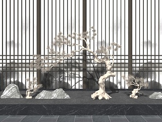 新中式景观植物<em>雕塑</em>SU模型下载