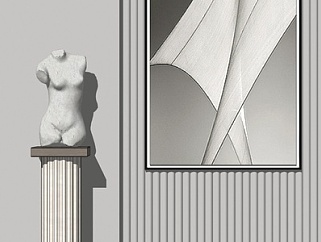 现代雕塑装饰画组合SU模型下载