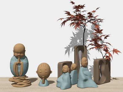 新中式风格雕塑SU模型下载