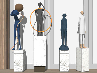现代雕塑组合SU模型下载