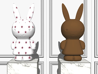 现代兔子雕塑SU模型下载