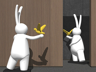 现代<em>兔子</em>雕塑SU模型下载