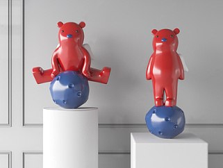 现代小熊雕塑SU模型下载