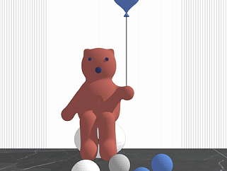 现代小熊雕塑SU模型下载