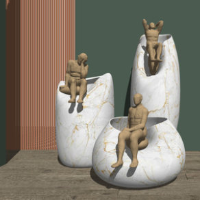 现代艺术人物雕塑SU模型下载