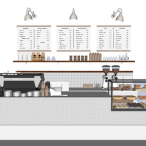 现代咖啡厅收银台SU模型下载