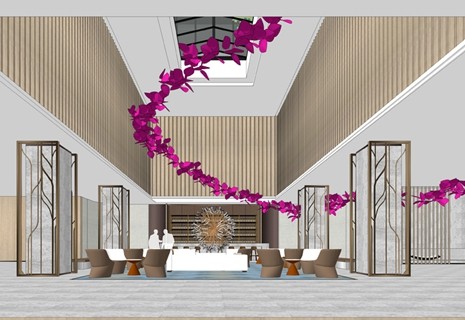 希尔顿酒店室内设计SU模型SU模型下载