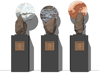 新中式石头<em>雕塑</em>SU模型下载