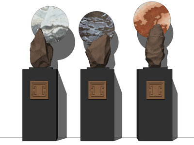 新中式石头雕塑SU模型下载